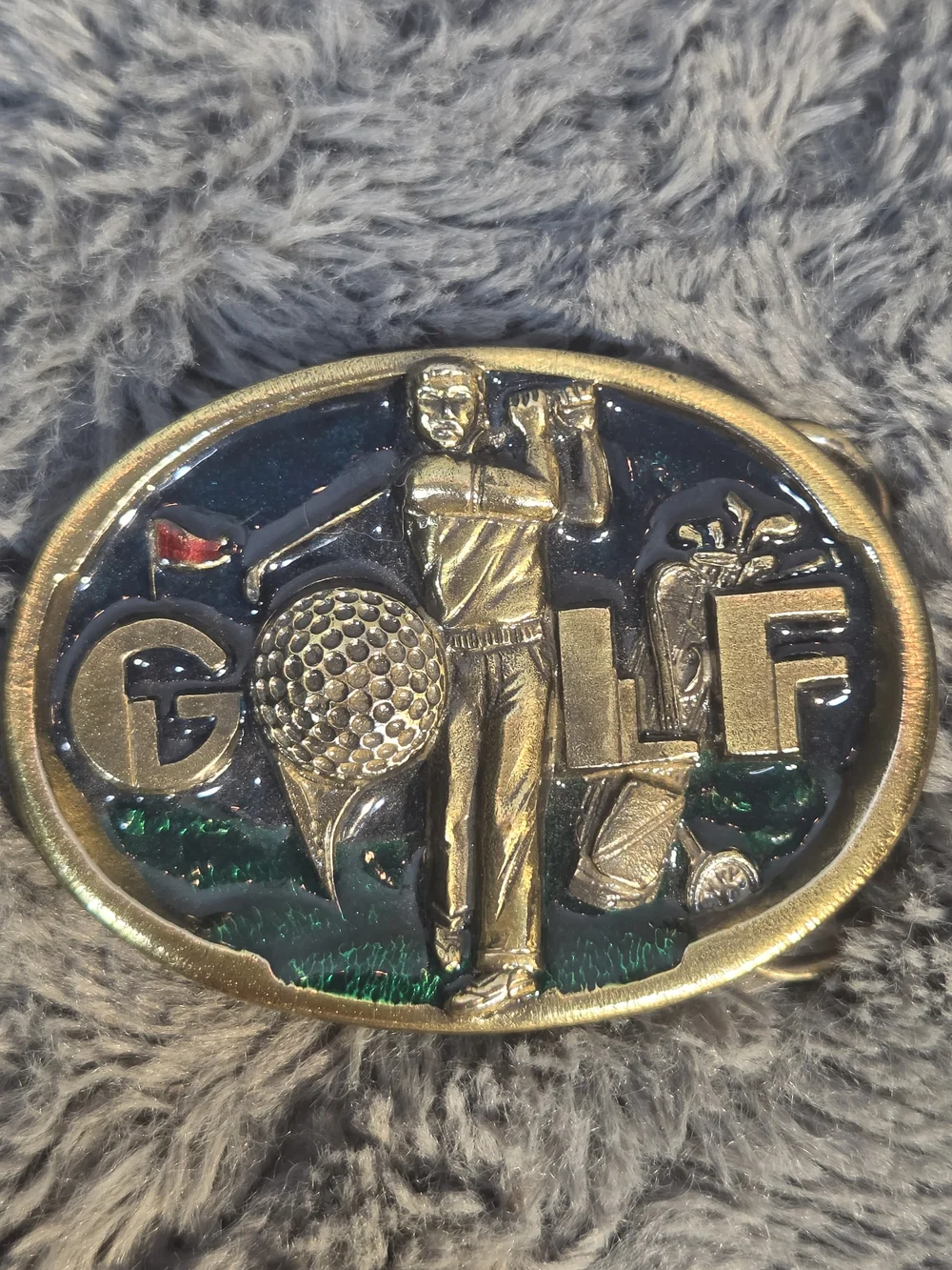Gold and Black Golf Belt Buckle - Classic Golfer Design